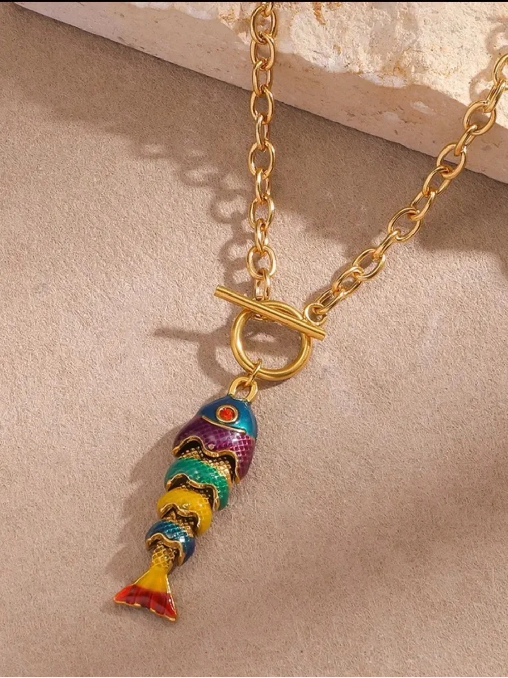 Multicolor Fish Pendant Toggle Necklace - Picture 1 of 3